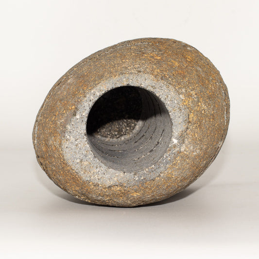 Natural Riverstone Candle Holder - Standing Stone Cut (10x13x22cm)