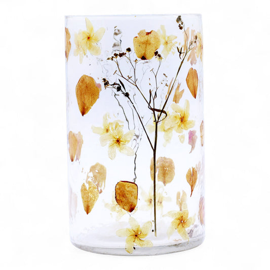 Natural Floral Glass - Tall Vase Candle Holder - Rose - (19x11cm)