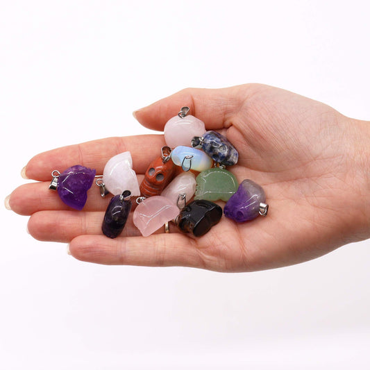 Gemstone Mini Skulls Pendants (12 assorted) 20x15mm