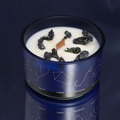 Zodiac Crystal Candle with Gemstone Bracelet - Aquarious