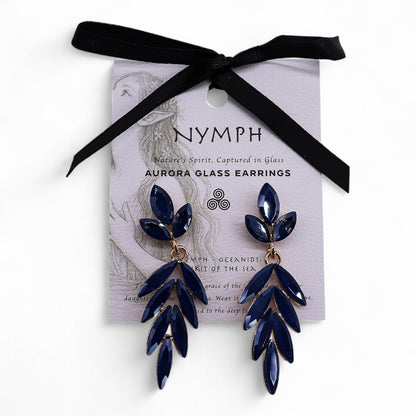 Royal Blue - Vintage Glass - Long Drop - Earrings