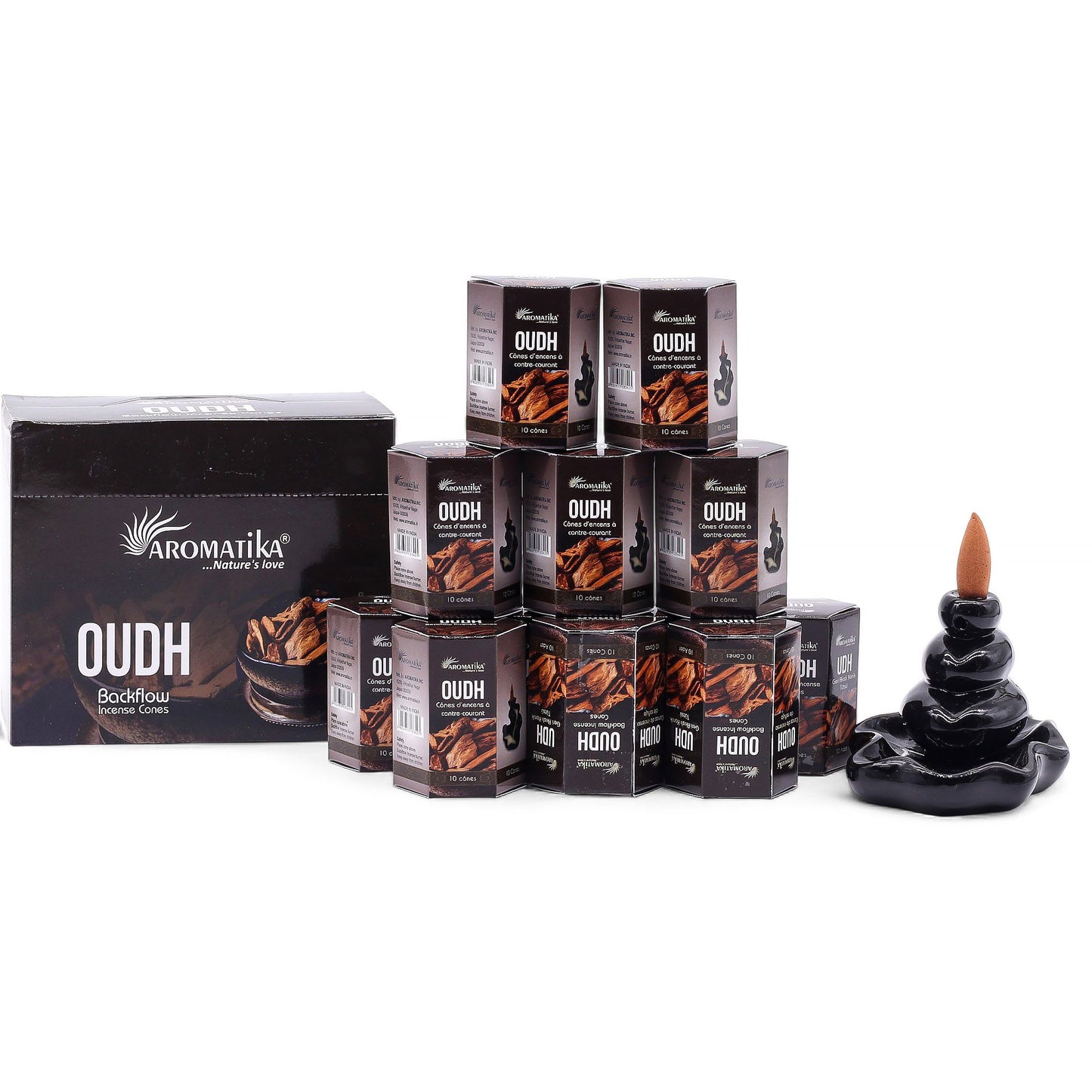 Pack of 10 Masala Backflow Incense - Oudh