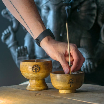 Lrg Ritual Bowl Incense Cone Holder 11x6.cm - Om