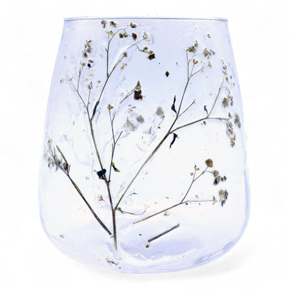 Natural Floral Glass - Vase Candle Holder - Margarita  - (12x11cm)
