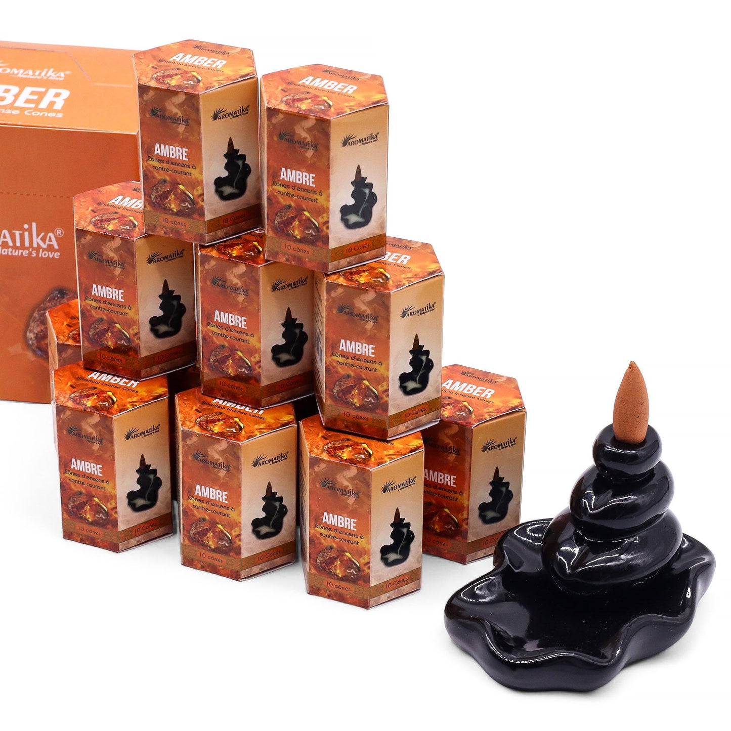 Pack of 10 Masala Backflow Incense - Amber