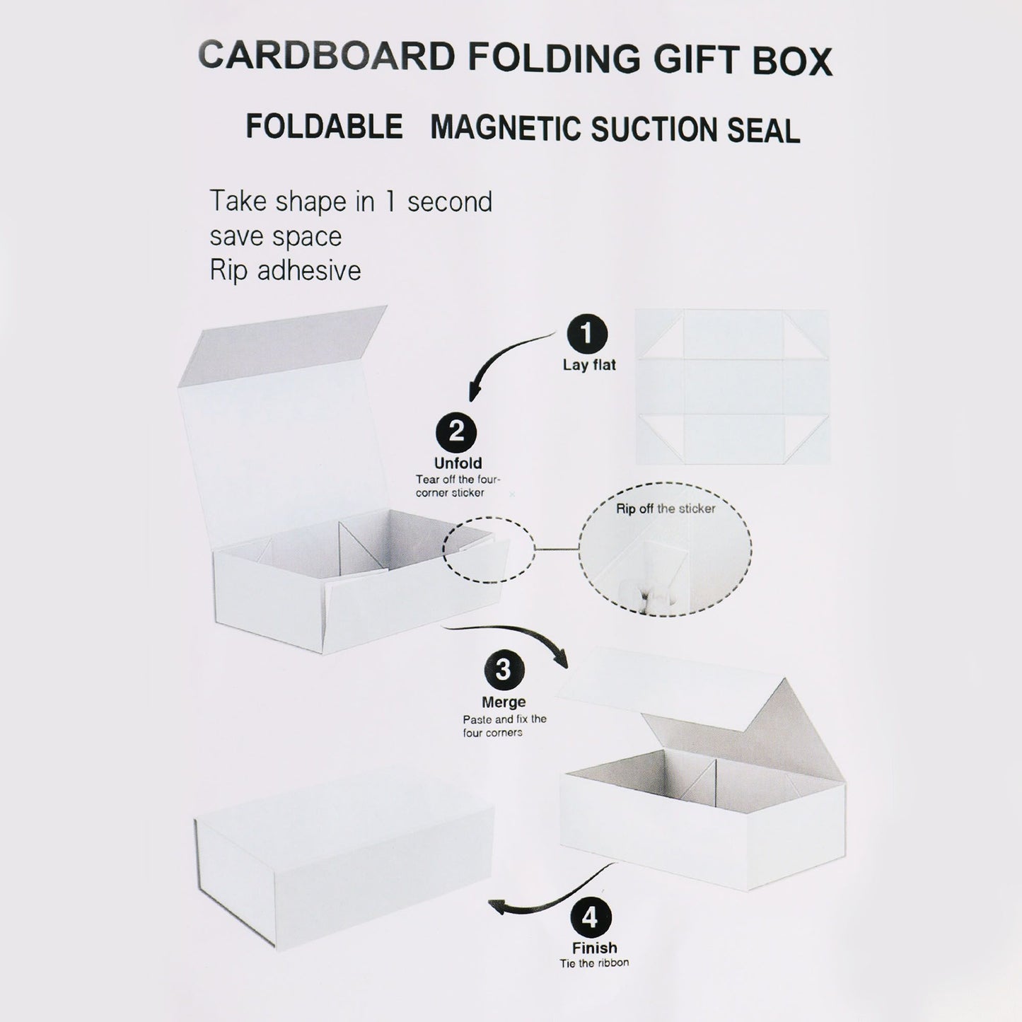 Flat Pack Gift Box - Large  (28.2x20.2x9.2cm) - Black