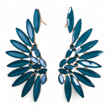 Teal Green - Vintage Glass - Angel Wings - Earrings