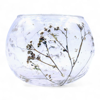 Natural Floral Glass - Bowl Candle Holder - Margarita - (8x10cm)