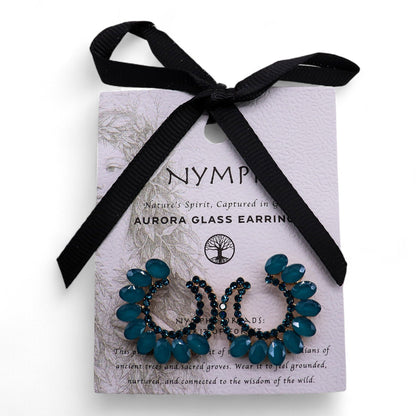 Teal Green - Vintage Glass - Loop - Earrings